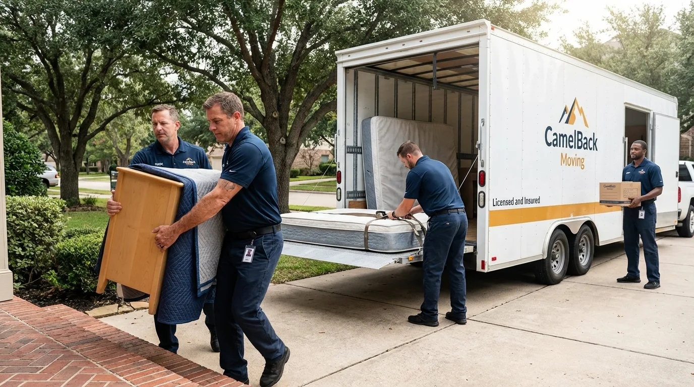Crew loading residential truck for cross-state move from West Union, OH