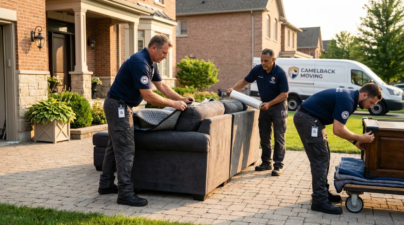Large estate moving crew wrapping furniture in West Union, OH