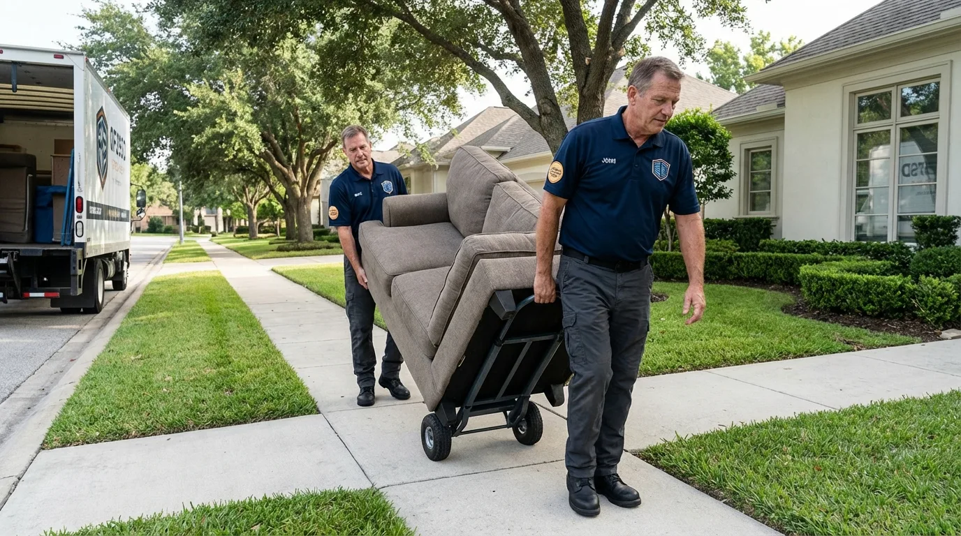 Local residential moving crew loading furniture in West Union, OH